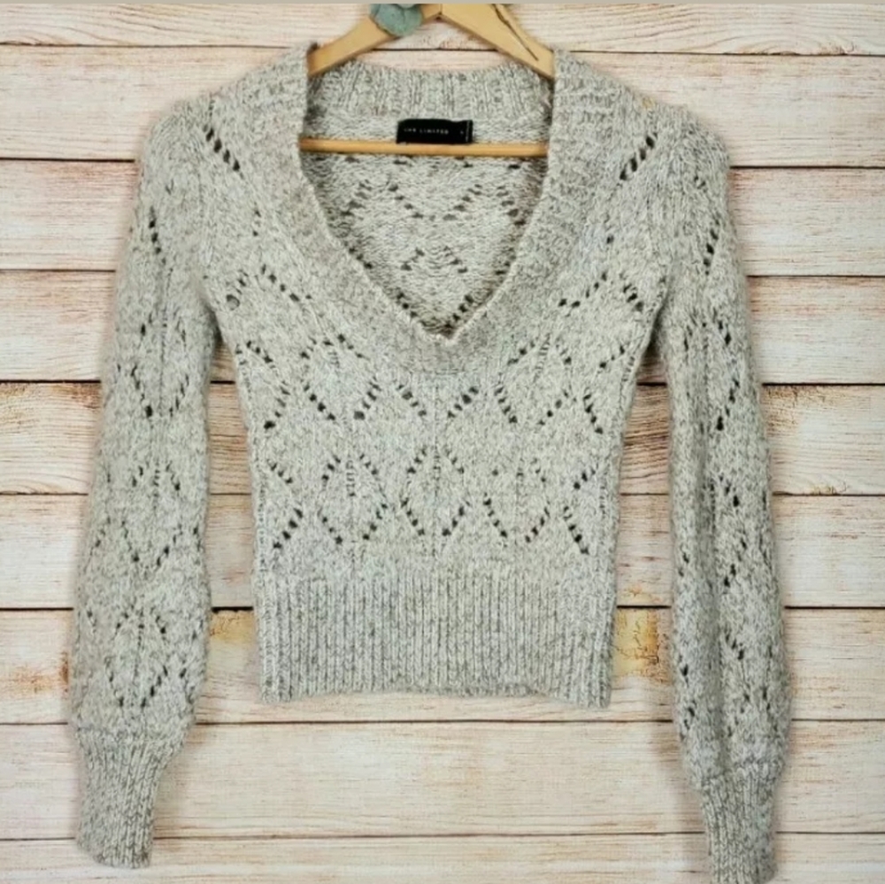 The Limited V Neck Eyelet Sweater Womens Size Smal